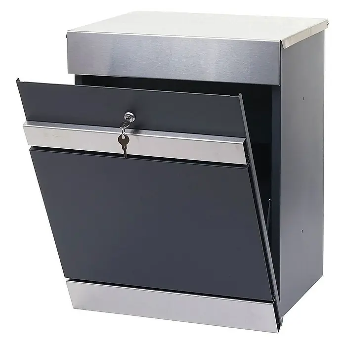 Proregal Standbriefkasten Paketkasten - Edelstahl, Metall, Paketfach - Dieser Briefkasten ist aus Metall gefertigt und verfügt über eine abschließbare Tür, um Ihre Post sicher aufzubewahren.