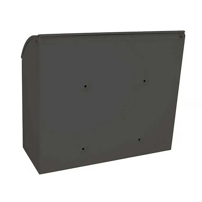 Proregal Wandbriefkasten Denian mit Namensschild - Anthrazit, Metall, Namensschild - Abbildung eines grauen Briefkastens. Der Briefkasten ist aus Metall und hat eine rechteckige Form mit einer Klappe an der Oberseite.