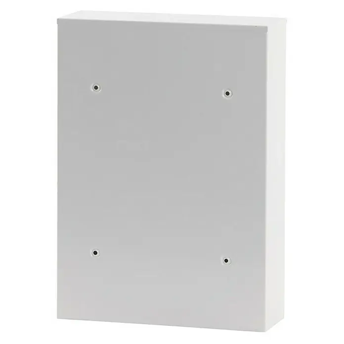 Proregal Wandbriefkasten mit Tür an der Vorderseite - Weiß, Metall - Ein weißer Wandschrank mit Befestigungslöchern für eine einfache Montage und sichere Aufhängung an der Wand.