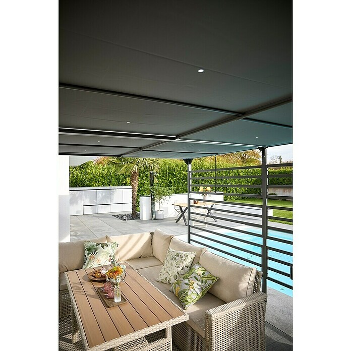 Raffpavillon (B x T: 400 x 300 cm, Farbe Gestell: Schwarz, Farbe Dach: Grau) | BAUHAUS