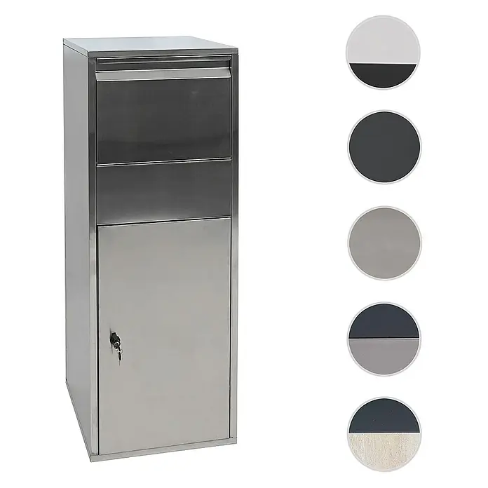 Proregal Standbriefkasten Paketkasten - Anthrazit, Metall, Paketfach - Bild einer freistehenden Edelstahl-Briefkastenanlage mit verschiedenen Farboptionen für ein modernes Erscheinungsbild.