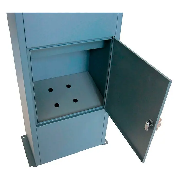 Proregal Standbriefkasten Victorian - Anthrazit, Stahl - Abgebildete, robuste Paketbox zur sicheren Aufbewahrung von Sendungen mit Schloss und Schlüssel für zusätzlichen Schutz.