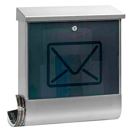 Proregal  Wandbriefkasten Lucenta aus Edelstahl mit transparentem Tür & Zeitungsfach