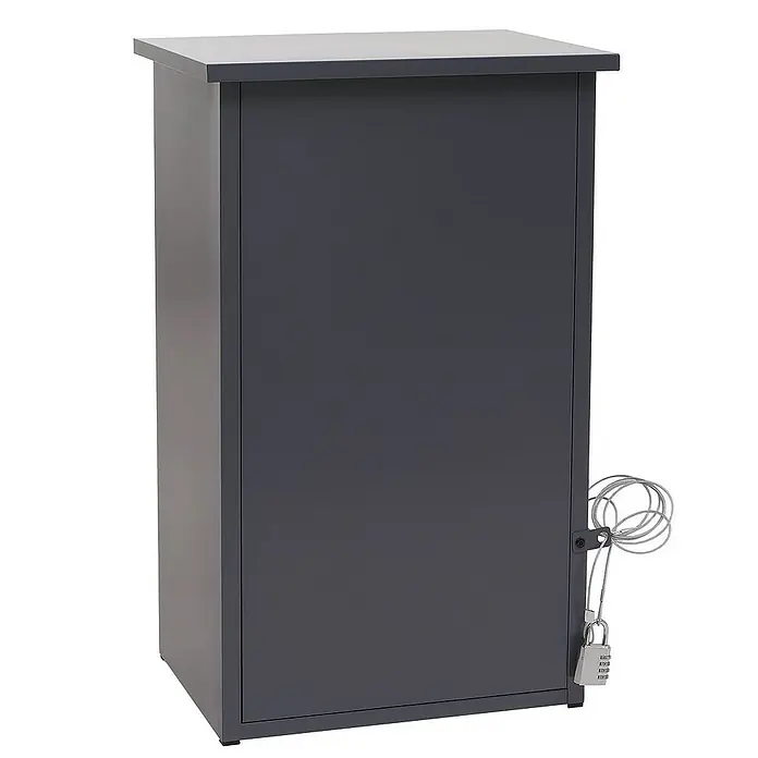 Paketkasten mit 2 Fächern | HxBxT 78x49x38cm | Stahl | Dunkelgrau/Grau| Paketbox Paketfach Paketstation Briefkasten -  - Grauer Briefkasten mit sicherem Zahlenschloss und Stahlseil, ideal für den Außenbereich zur sicheren Aufbewahrung von Post.