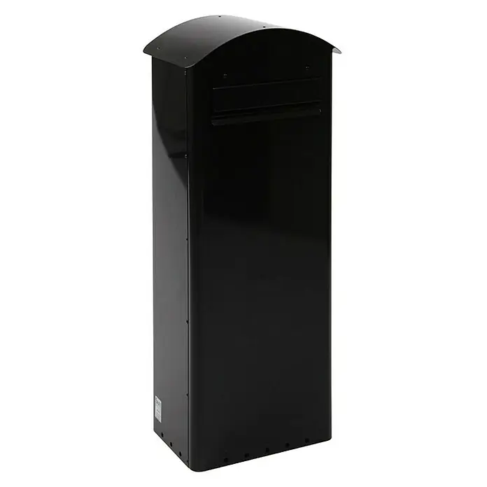 Proregal Standbriefkasten mit beidseitiger Einwurföffnung - L x B x H: 27 x 37,5 x 98,5 cm, Schwarz, Metall - Schwarzer Briefkasten mit gebogenem Dach für den Außenbereich, ideal für Hausbesitzer zur sicheren Postaufbewahrung.