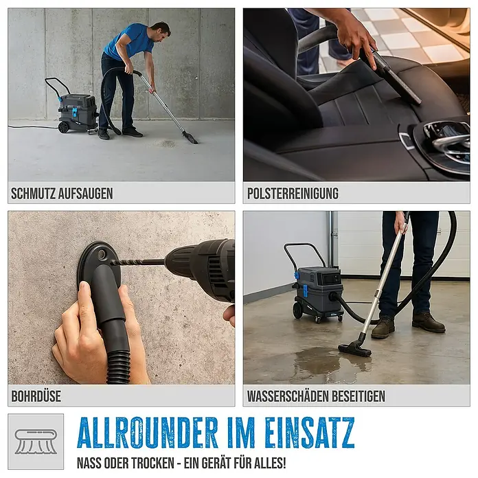 Güde Nass-Trockensauger Pro 30 - 1.800 W, 30 l, Filterreinigung: Vollautomatisch - Der Mehrzwecksauger für vielfältige Reinigungsarbeiten. Ob Schmutz, Polster, Bohrstaub oder Wasserschäden – ein Gerät für alles!