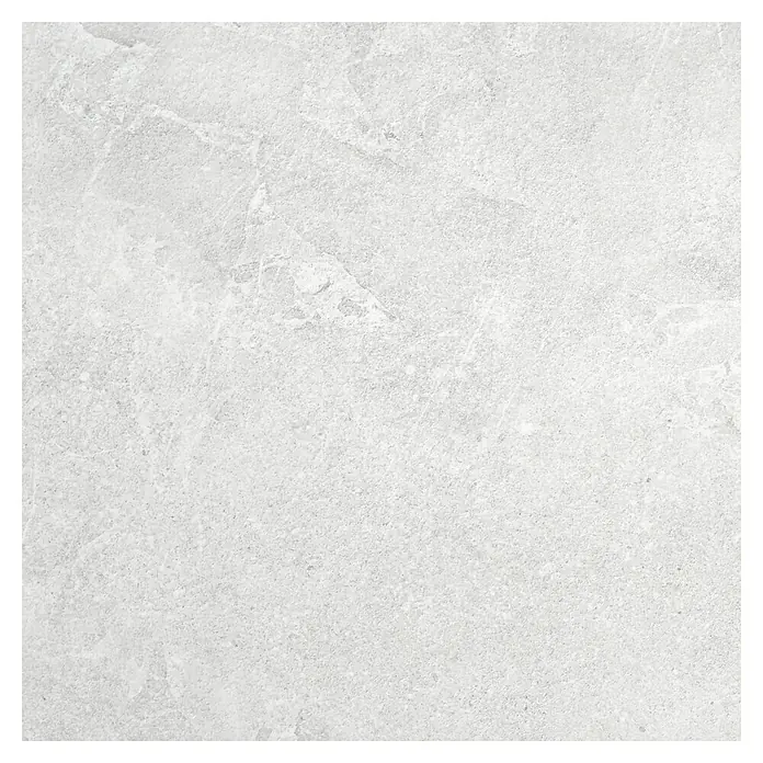 Pavimento porcelánico Avalon Rock - 60 x 60 cm, Blanco, C-3 Antideslizante, Mate - Primer plano de una baldosa de cerámica gris con sutiles patrones de mármol, ideal para diseños modernos de suelos y paredes.\n