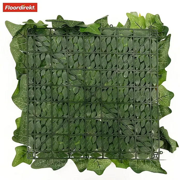 Floordirekt Kunstpflanze Pflanzenwand Ivy 33 x 33 cm - Blütenfarbe: Grün, Kunststoff - Kunstrasen-Wandelement mit grünen Blättern für eine lebendige Dekoration, ideal zur stilvollen Wandgestaltung im Innen- und Außenbereich.