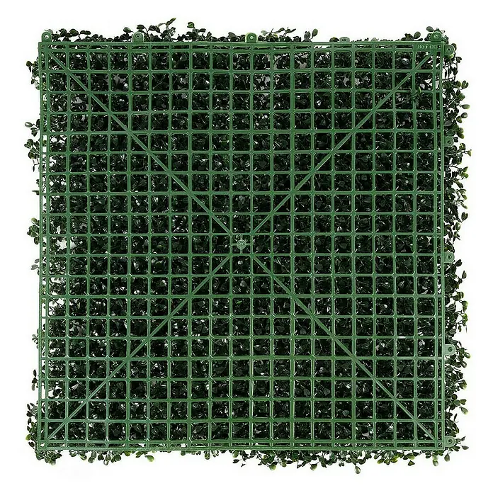 Floordirekt Kunstpflanze Pflanzenwand Boxwood Dark-Green 50 x 50 cm - Blütenfarbe: Grün, Kunststoff - Kunststoff-Gittermatte mit grünen Kunstblättern, ideal als dekorativer Hintergrund oder zur Gestaltung von Grünflächen im Innen- und Außenbereich.