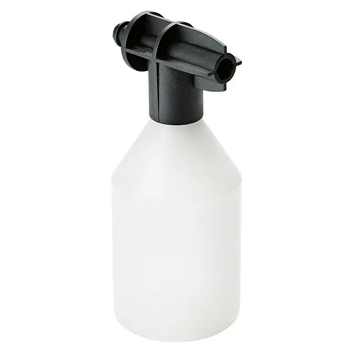 Nilfisk Click & Clean Schaumsprüher - Passend für: Nilfisk Hochdruckreiniger - Eine weiße Sprühflasche mit einem schwarzen Sprühkopf, ideal für Reinigungsmittel und Gartenarbeit.
