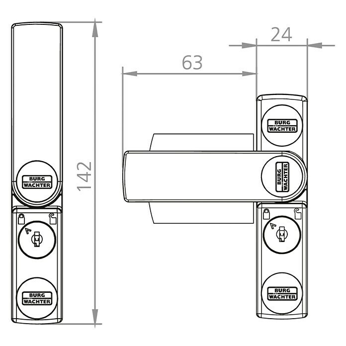 Burg-Wächter WinSafe Fenstersicherung WS 11Einflügelig, Weiß Front View