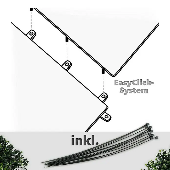 Floordirekt Kunstpflanze Pflanzenwand Boxwood 50 x 50 cm - Blütenfarbe: Grün, Kunststoff - Einrichtung mit EasyClick-System und Kabelbindern zur einfachen Installation. Ideal für den Garten.