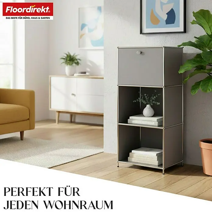 Floordirekt Metallregal Concept Epure MK-107 - 50 x 40 x 121 cm Grau - H x B x T: 121 x 50 x 40 cm, Anzahl Böden: 4 Stk., Schrauben, Grau - Das moderne graue Regalsystem ist die perfekte Ergänzung für jeden Wohnraum, bietet Stauraum und fügt sich nahtlos in jedes Interieur ein.