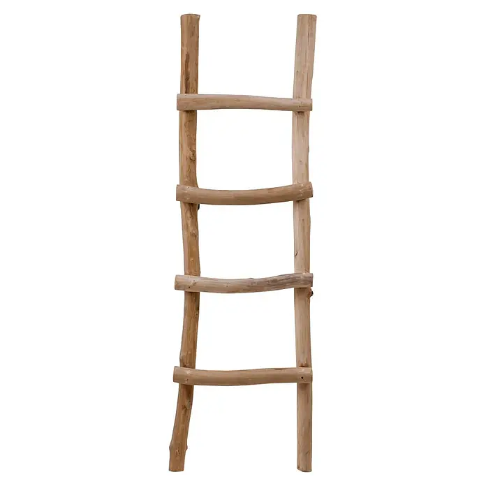Dekoleiter - Teak, Unbehandelt, 45 x 150 cm - Dekorative Holzleiter mit rustikalem Charme. Ideal als Handtuchhalter oder zur Dekoration im Wohnbereich. Natürliche Optik für ein gemütliches Ambiente.