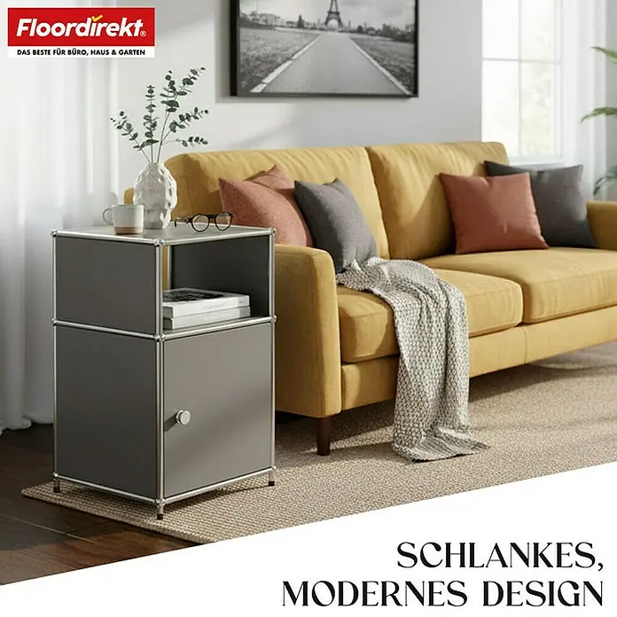 Floordirekt Metallregal Concept Epure MK-040 - 40 x 40 x 65 cm Grau - Anzahl Böden: 3 Stk., Schrauben, Grau - Das graue, modulare USM Haller Sideboard bietet stilvollen Stauraum. Die perfekte Ergänzung für jedes moderne Wohnzimmer.
