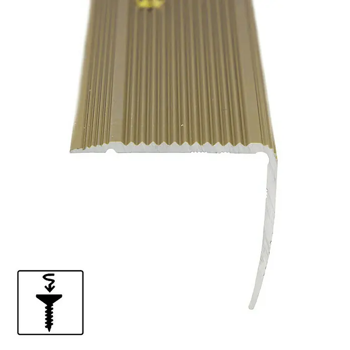 Floordirekt Treppenkantenprofil Integral Vorgebohrt 100 x 3 x 2 cm Gold - Aluminium, Gold - Profil für Treppenkanten aus Aluminium, goldfarben eloxiert, mit Rillen für Rutschfestigkeit und Schrauben zur einfachen Montage.