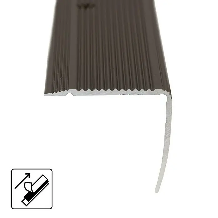 Floordirekt Treppenkantenprofil Integral 90 x 3 x 2 cm Bronze - Aluminium, Bronze - Profilleiste für Treppen mit rutschfester Oberfläche für mehr Sicherheit im Haus. Einfache Montage dank Klebestreifen.