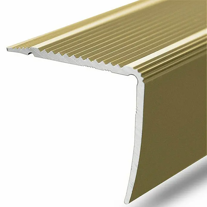 Floordirekt Treppenkantenprofil Integral 90 x 3 x 3,5 cm Gold - Aluminium, Gold, 90 x 3,5 cm - Profiltreppe in Gold für sicheren Halt. Das Treppenprofil ist robust und sorgt für einen sicheren Tritt auf Treppenstufen im Innenbereich.