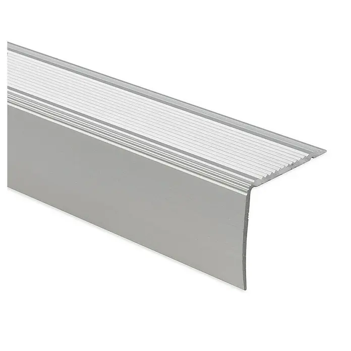 Floordirekt Treppenkantenprofil Integral 100 x 3 x 3,5 cm Silber - Aluminium, Silber - Eine Aluminium-Treppenkante mit geriffelter Oberfläche für zusätzliche Sicherheit und modernes Aussehen.