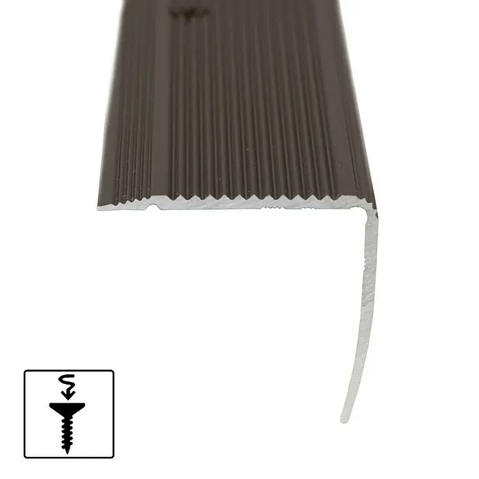 Floordirekt Treppenkantenprofil Integral Vorgebohrt 90 x 3 x 2 cm Bronze - Aluminium, Bronze - Aluminium-Treppenkantenprofil in Braun mit geriffelter Oberfläche für mehr Trittsicherheit und einfache Montage.