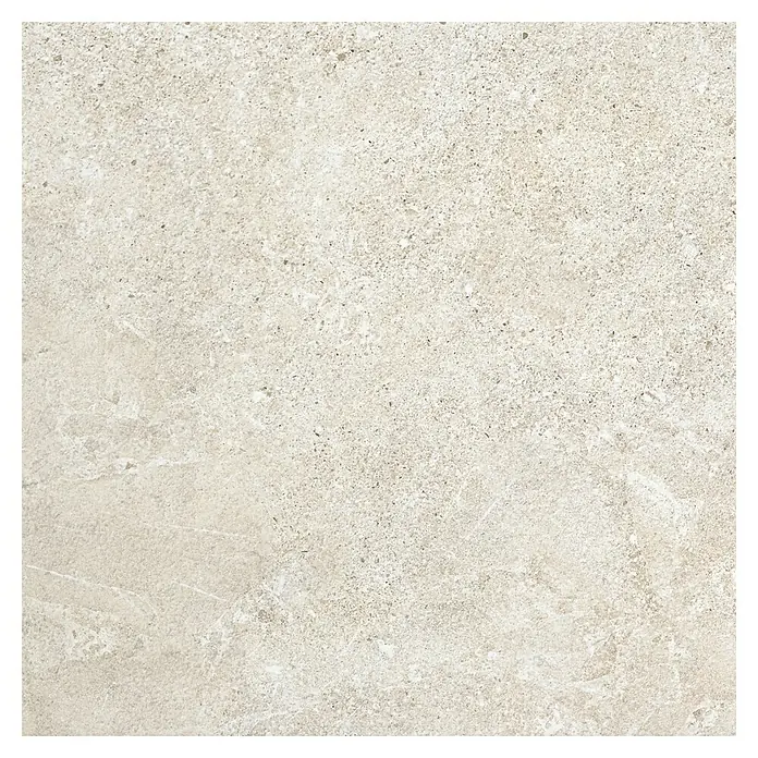 Pavimento porcelánico Avalon Rock - 60 x 60 cm, Arena, C-3 Antideslizante, Mate - Primer plano de una baldosa de suelo cuadrada beige, con vetas sutiles y una superficie ligeramente texturizada.