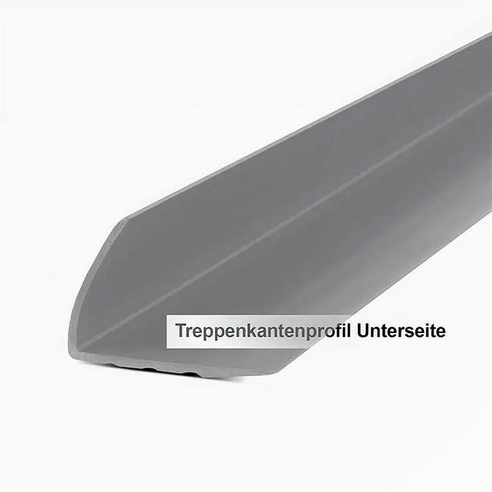 Floordirekt Treppenkantenprofil Michigan 120 cm Grau - Kunststoff, Grau, 120 x 4,2 cm - Bild eines Treppenkantenprofils aus grauem Kunststoff, das die Unterseite zeigt.