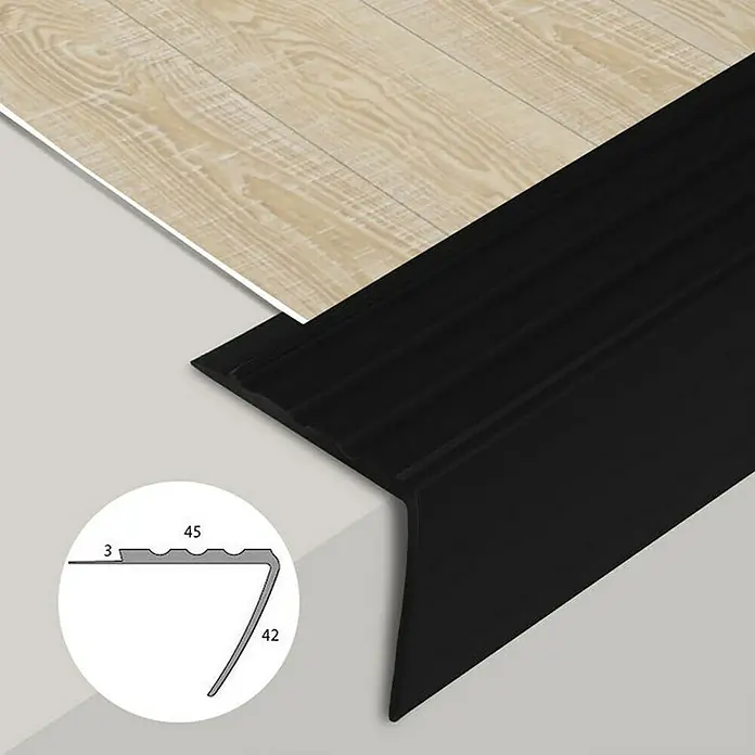 Floordirekt Treppenkantenprofil Michigan 100 cm Schwarz - Kunststoff, Schwarz, 100 x 4,2 cm - Schwarzes Treppenkantenprofil aus robustem Material für sicheren Halt. Inklusive Maße für eine passgenaue Montage.