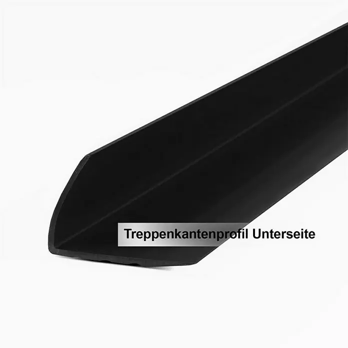 Floordirekt Treppenkantenprofil Michigan 100 cm Schwarz - Kunststoff, Schwarz, 100 x 4,2 cm - Unterseite eines schwarzen Treppenkantenprofils. Sorgt für Sicherheit und Schutz vor Abnutzung an Treppenkanten.