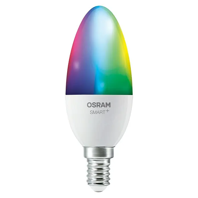 Osram Smart+ Smart-LED-Lampe Kerze matter - E14, Dimmbar, RGBW, 470 lm, 4,9 W, 3 Stk. - Intelligente OSRAM SMART+ LED-Lampe in Kerzenform mit farbiger Lichtsteuerung für eine individuelle Atmosphäre.
