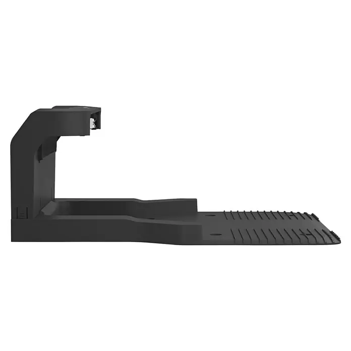 Ecovacs Goat Ladestation für Mähroboter GCD010002 - Alle GOAT A LiDAR PRO Modelle - Die Aufnahme zeigt ein minimalistisches Design eines schwarzen Produktständers mit integrierten horizontalen Haltestangen.