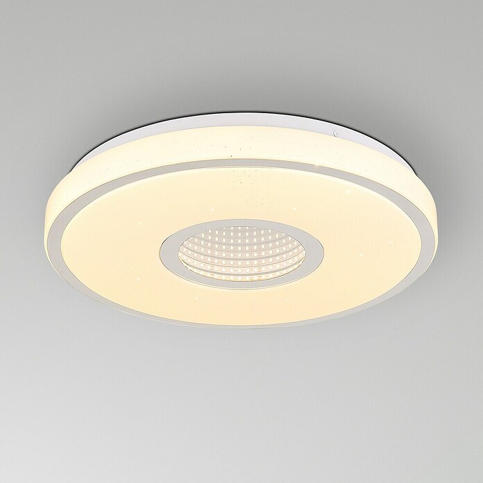 Globo Okrugla stropna LED svjetiljka Astania  (Boja kućišta: Bijela, Ø x V: 38 x 6,5 cm, Topla bijela) | BAUHAUS