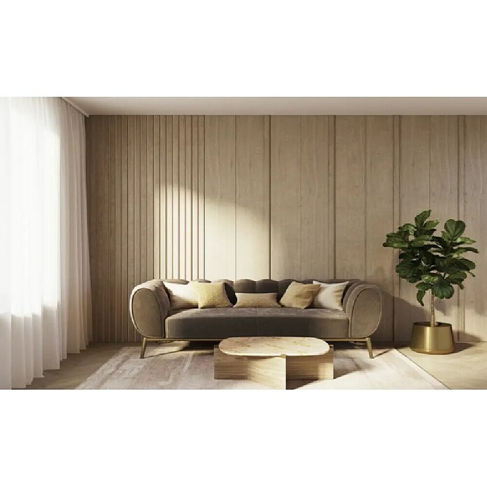 Wandpaneel Decowall Afwerkingslat Ellips Natuur eiken (260 x 4 x 1,2 cm, Ellips Natural Eiken, Dikte: 12 mm) | BAUHAUS