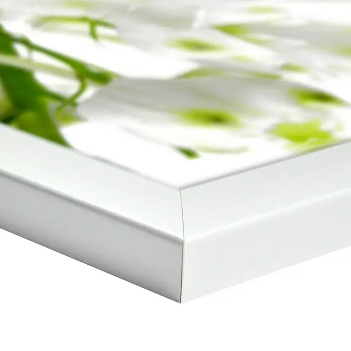 ProArt Bild Oversized - Asian Flower, B x H: 124 x 50 cm - Nahaufnahme eines weißen Bilderrahmens mit floralem Motiv, ideal für moderne Wohnräume und stilvolle Dekorationen.