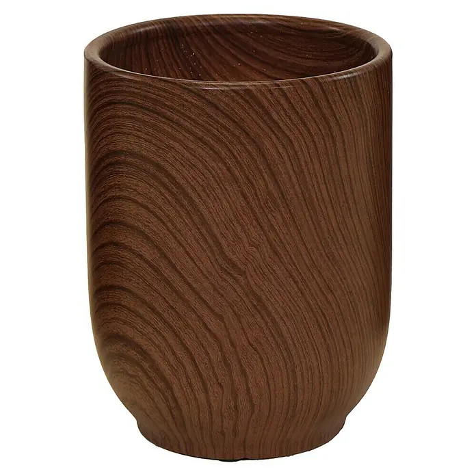 Übertopf rund Emperor - Außenmaß (Ø x H): 19 x 25 cm, Dark Oak - Brauner, zylindrischer Becher mit Holzmaserung für Badezimmerutensilien oder Stifte, ein eleganter Akzent.