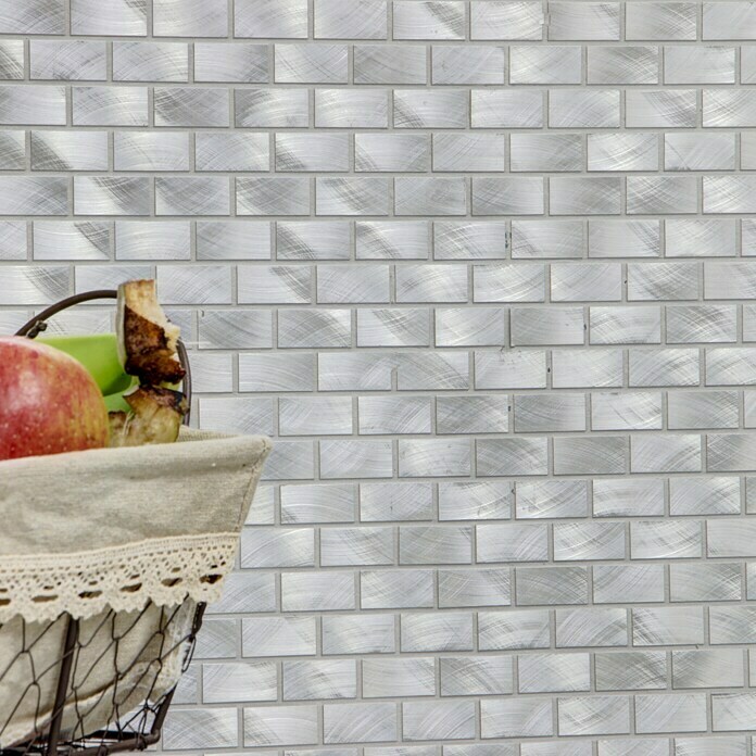 Mosaikfliese Brick XAM A411 (30,6 x 32,4 cm, Silber, Matt)