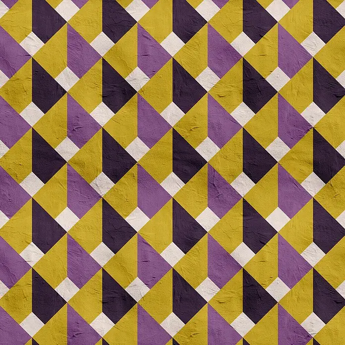 A.S. Création The Wall 3 Fototapete 3D-Grafik - B x H: 159 x 280 cm, Vlies, Violett-Gelb-Weiß - Geometrisches Muster mit Dreiecken und Quadraten in Gelb, Lila und Weiß. Die Textur verleiht dem Design eine interessante Tiefe.