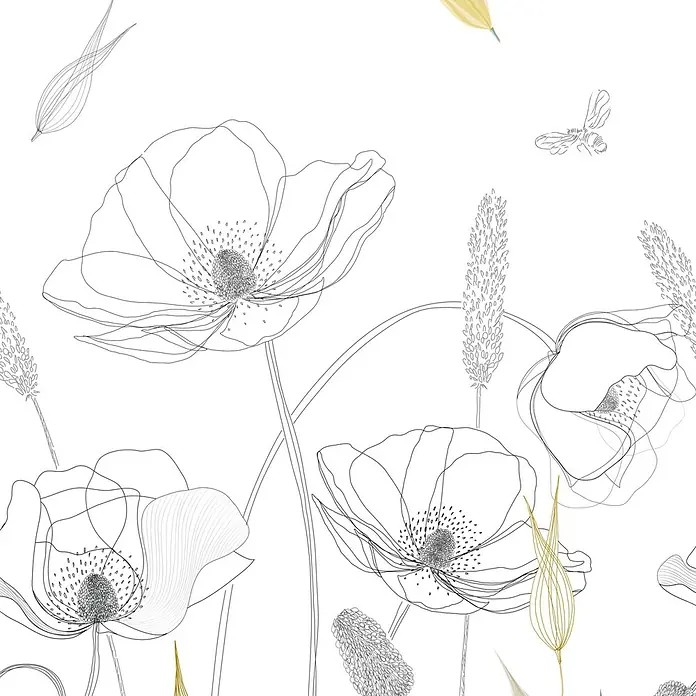A.S. Création The Wall 2 Fototapete Blume I - B x H: 159 x 280 cm, Vlies, Weiß-Schwarz-Gelb - Grafische Darstellung von Blumen.