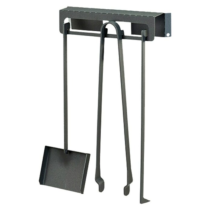 Kamingarnitur Patti (30 x 6 x 68 cm, Stahl, Schwarz)