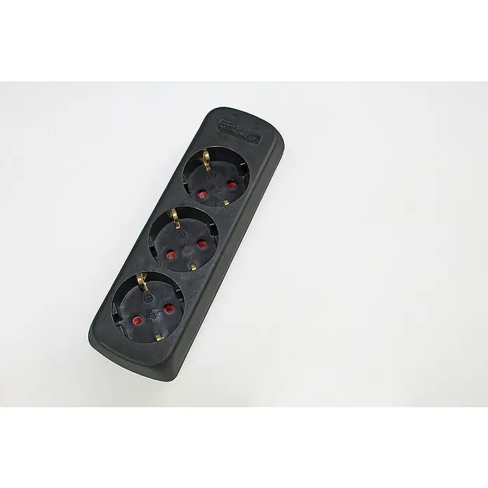as-schwabe Steckdosenleiste - 3-fach, Schwarz, IP20, Ohne Schalter - Dreifach-Steckdosenleiste für den flexiblen Einsatz von Elektrogeräten im Haushalt. Kompaktes Design, ideal für begrenzten Raum.