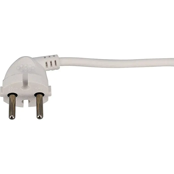 as-schwabe Steckdosenleiste - 3-fach, Weiß, Kabellänge: 1,4 m, IP20, Ohne Schalter - Weißer Eurostecker mit rundem Kabel. Stromstecker für den europäischen Standard mit 2 Stiften und seitlichen Kontakten für Schutzkontakt.