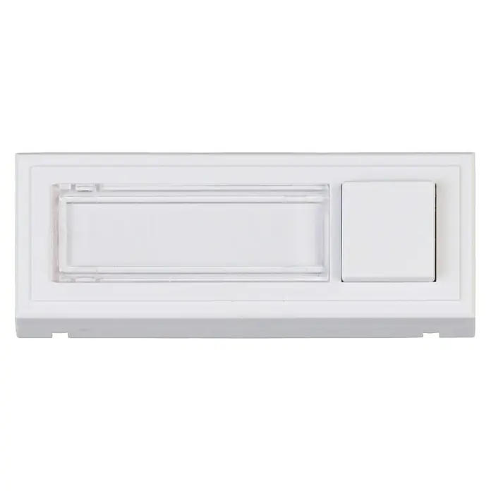 Heidemann Klingeltaster LED beleuchtet - Mit Namensschild, Weiß, Drahtgebunden, 16 x 96 x 35 mm - Weiße Klingelplatte mit transparentem Namensschild und rechteckigem Klingelknopf für den Eingangsbereich.