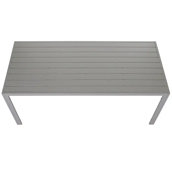 Chefgastro Gartentisch Alu-Esstisch - L x B x H: 80 x 180 x 73 cm, Eckig, Hellgrau - Moderner grauer Gartentisch mit Lamellenoberfläche und stabilen Metallbeinen für den Außenbereich.