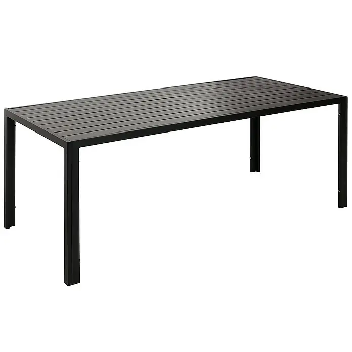 Chefgastro Gartentisch Alu-Esstisch - Eckig, Anthrazit - Schwarzer Gartentisch mit Lattenrost-Tischplatte und rechteckigen Beinen. Modernes und stilvolles Design für den Außenbereich.