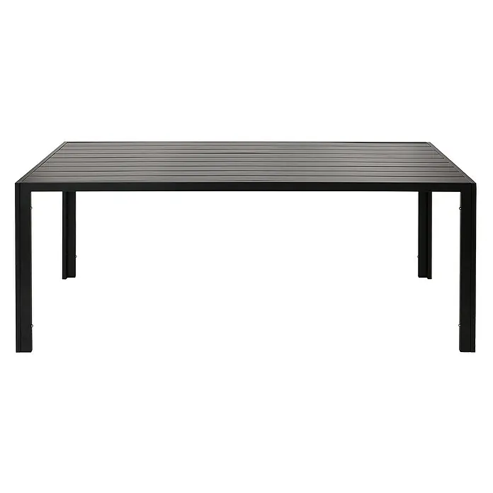 Chefgastro Gartentisch Alu-Esstisch - Eckig, Anthrazit - Schwarzer Gartentisch mit Lattenrost-Design, ideal für den Außenbereich. Das robuste Metallgestell sorgt für Stabilität und Langlebigkeit.