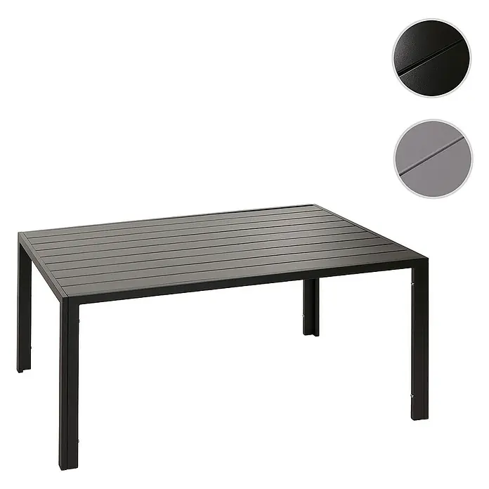 Chefgastro Gartentisch Alu-Esstisch - L x B x H: 80 x 140 x 72 cm, Eckig, Anthrazit - Metall Gartentisch mit Lattenrost Tischplatte. Die Tischplatte ist in zwei Farben erhältlich und sehr modern und wetterfest.