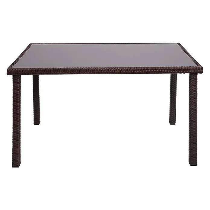 Proregal Gartentisch Poly-Rattan Tisch - L x B x H: 75 x 120 x 71 cm, Eckig, Braun - Brauner Rattantisch mit Glasplatte für den Innen- und Außenbereich, ideal für Mahlzeiten und Zusammenkünfte im Freien.