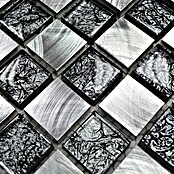 Mosaikfliese Crystal Mix XAM A851 (32,7 x 30,2 cm, Schwarz/Silber, Matt)