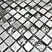 Mosaikfliese Quadrat Crystal Mix XAM 77 (30 x 30 cm, Silber, Glänzend)