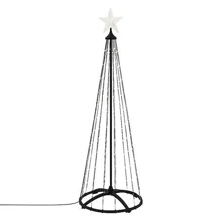 ECD Germany  Künstlicher Weihnachtsbaum Außen, Höhe 150 cm, 154 LED Warmweiß, Timer, Schwarz