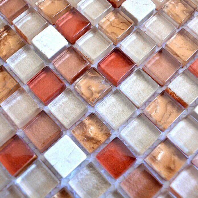 Mosaikfliese Quadrat Crystal Mix XCM M920 (32,2 x 30,5 cm, Ocker, Glänzend)